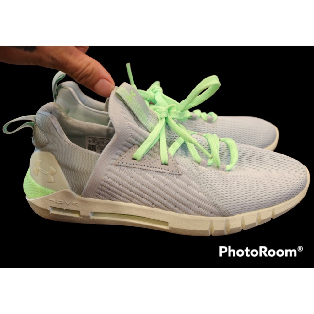 Under Armour Women's Athletic Shoes Light Gray with Neon Green Accents